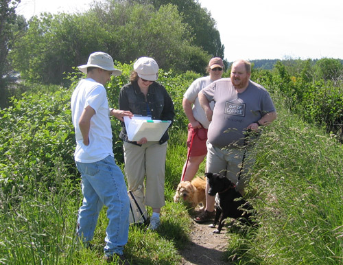 Consulting screen shots on the trail
